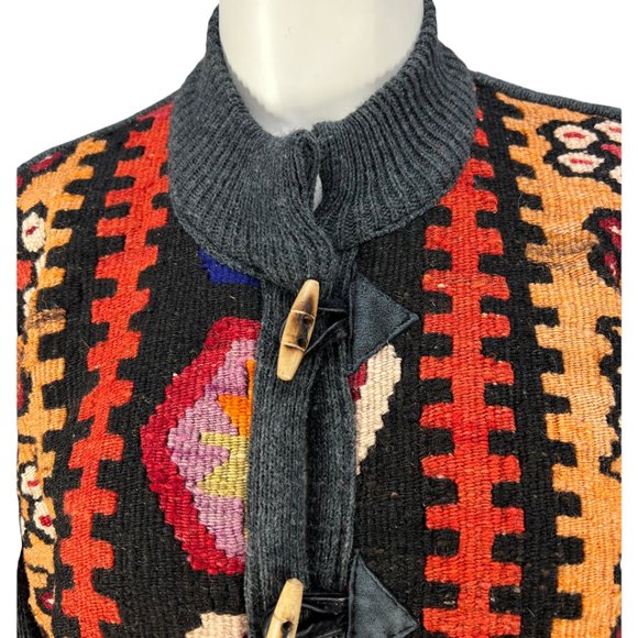 Vintage Leather & Kilim Product by SAO Wool Jacket Sz Large Unisex - Picture 3 of 11